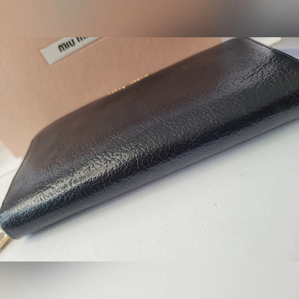 Miu Miu Long Black Leather Wallet